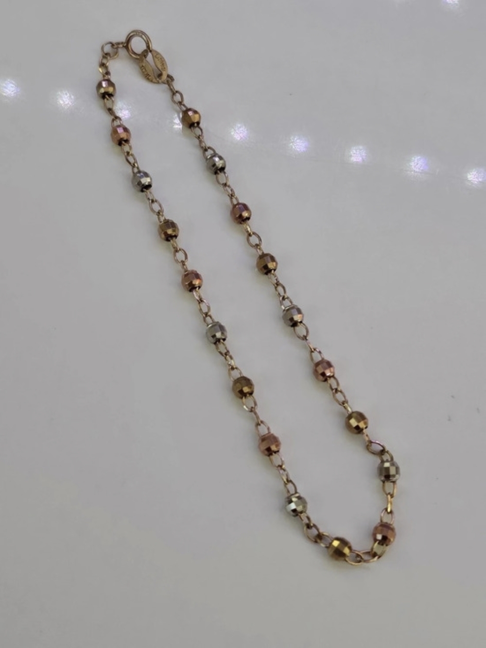 Tri Gold Beaded Bracelet 10kt